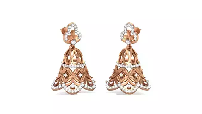 Flower Light weight Diamond Drops Earrings 3dm stl renders