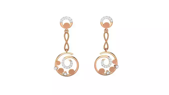 Hanging Light weight Diamond Drops Earrings 3dm stl renders
