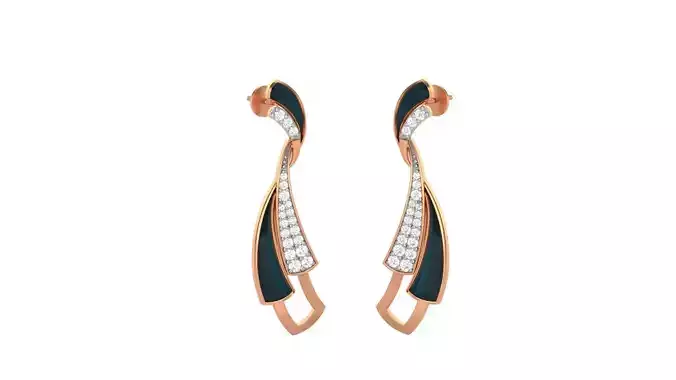 Light weight Diamond Drops Earrings 3dm stl renders