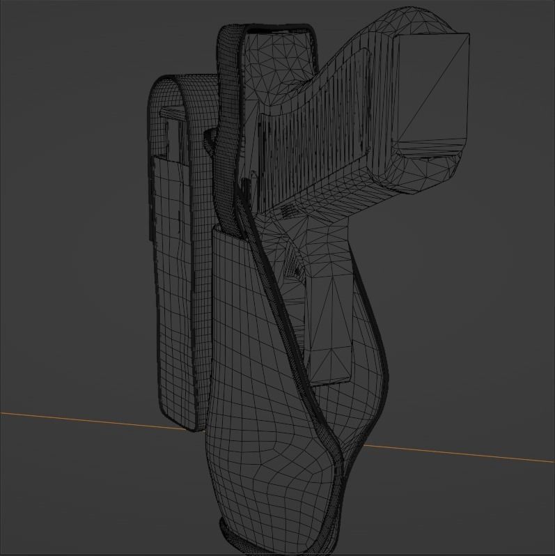 9mm Gun with Holster 3D model_8