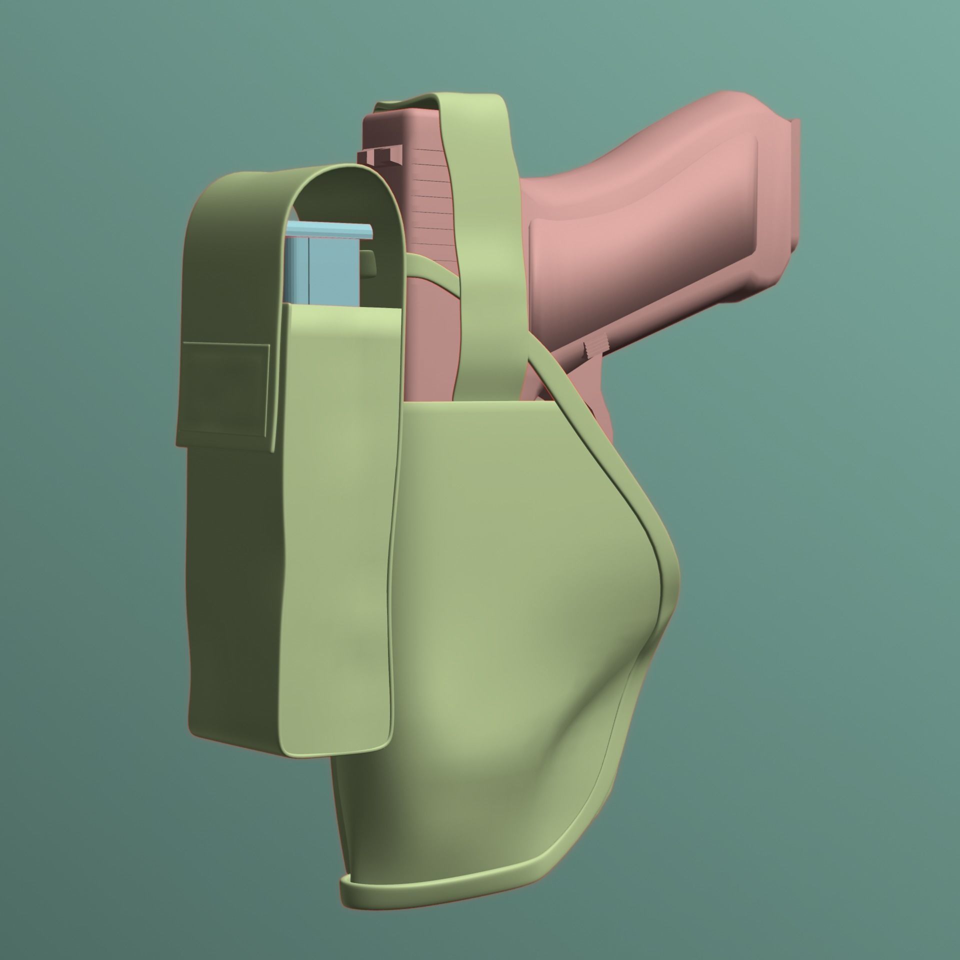 9mm Gun with Holster 3D model_2