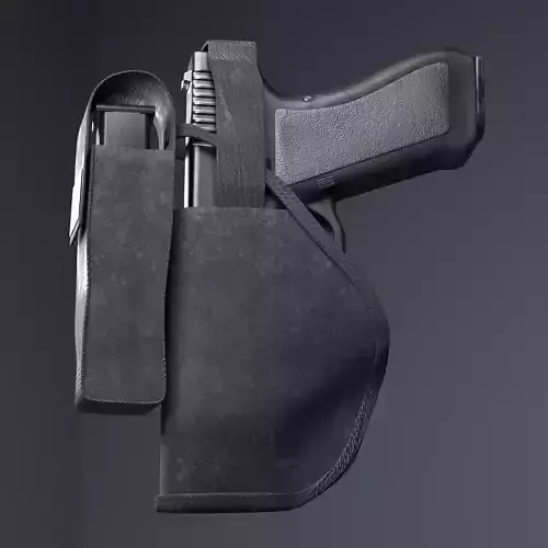 9mm Gun with Holster 3D model 9mm Gun with Holster 3D model