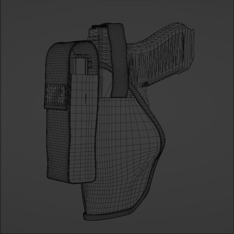 9mm Gun with Holster 3D model_3