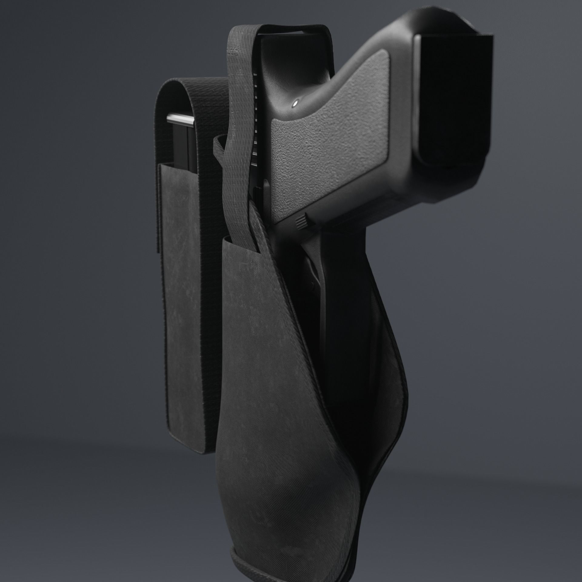 9mm Gun with Holster 3D model_7