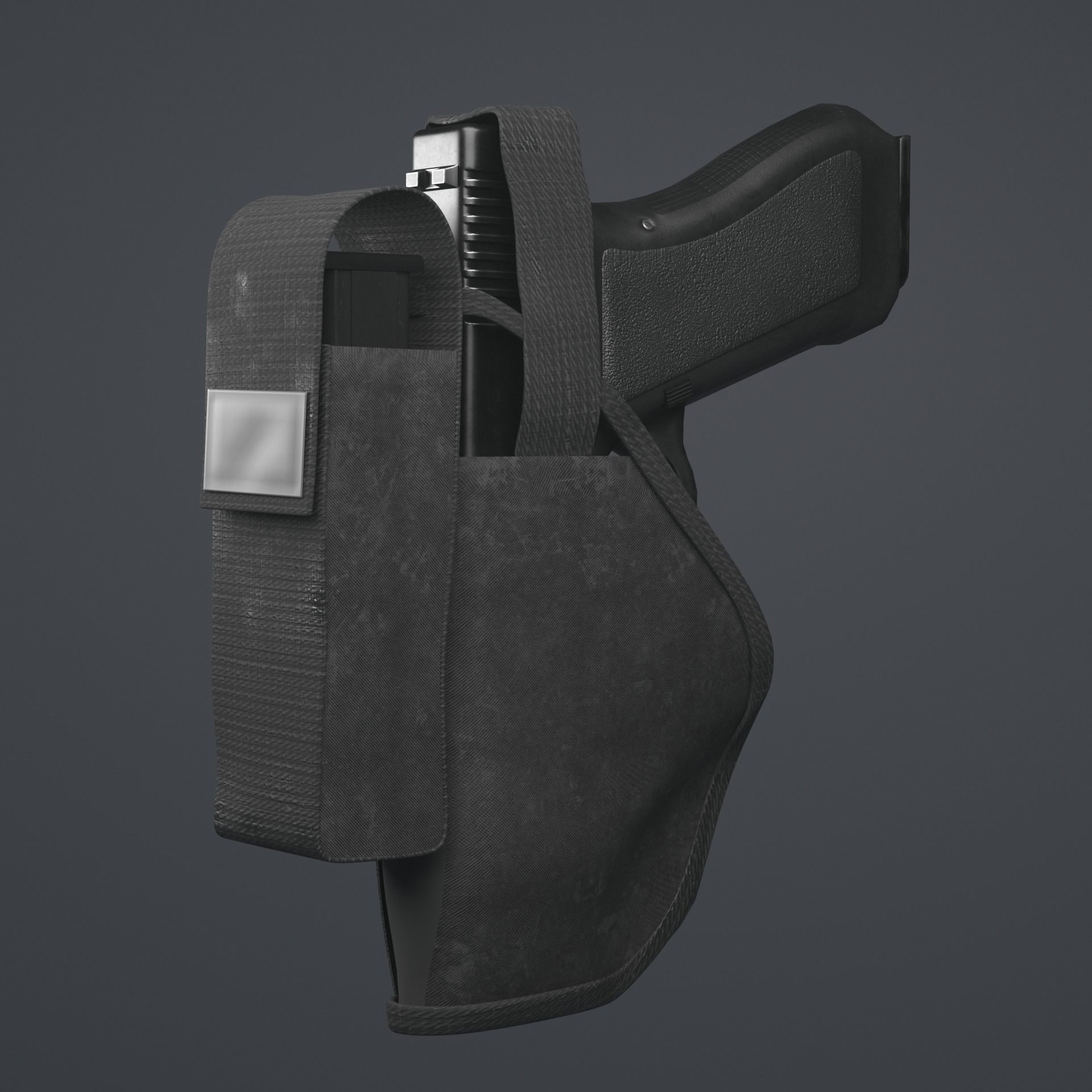 9mm Gun with Holster 3D model_1