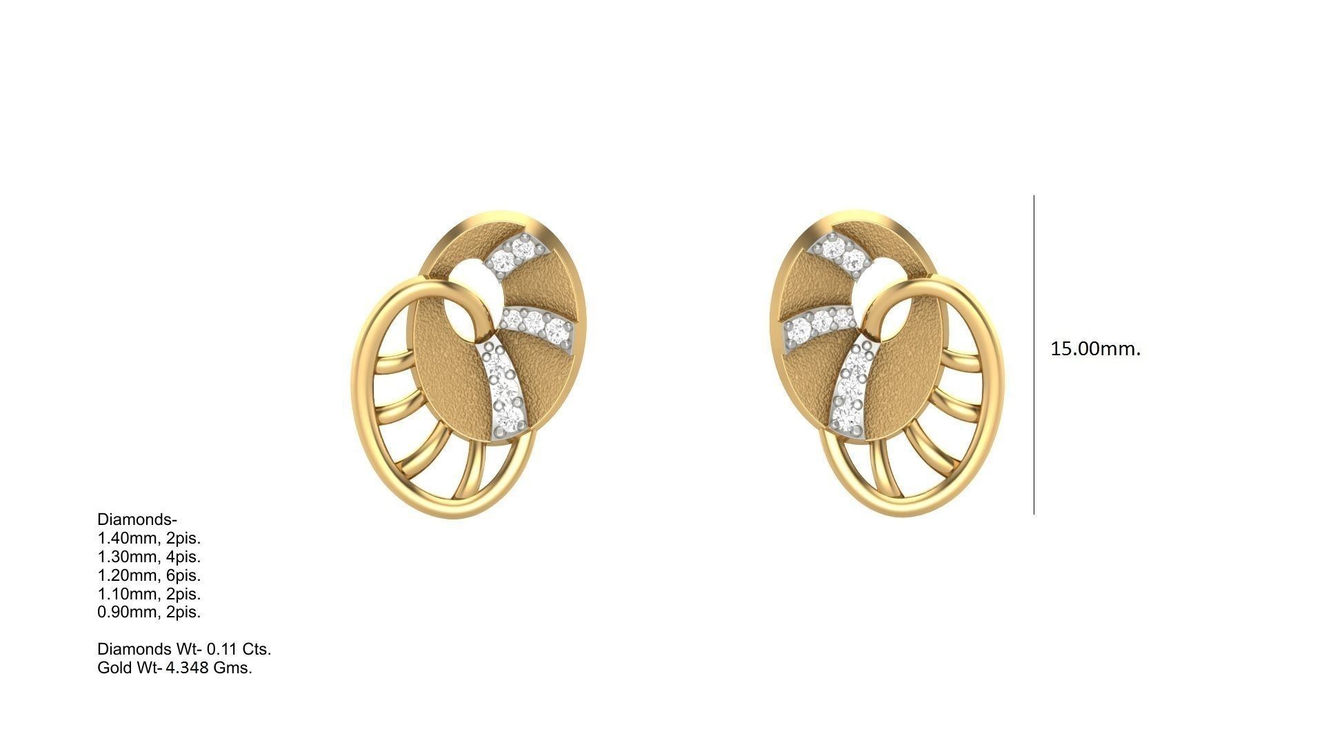 Light weight Diamond Studs Earrings 3dm stl renders 3D print model_3