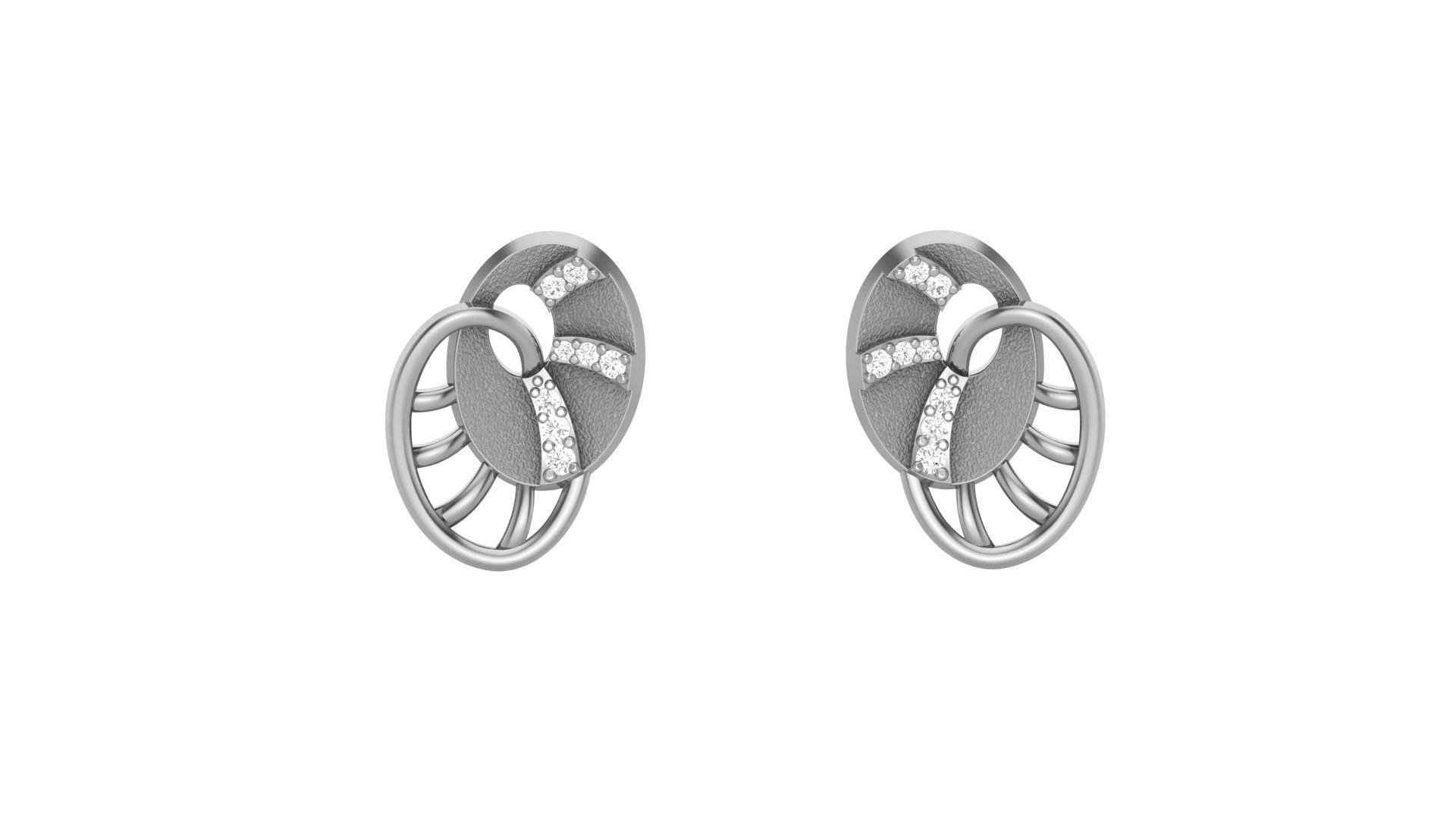 Light weight Diamond Studs Earrings 3dm stl renders 3D print model_7