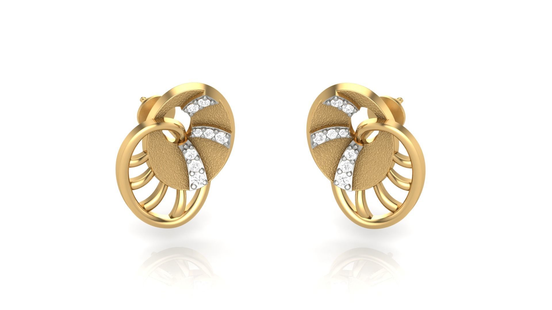 Light weight Diamond Studs Earrings 3dm stl renders 3D print model_5