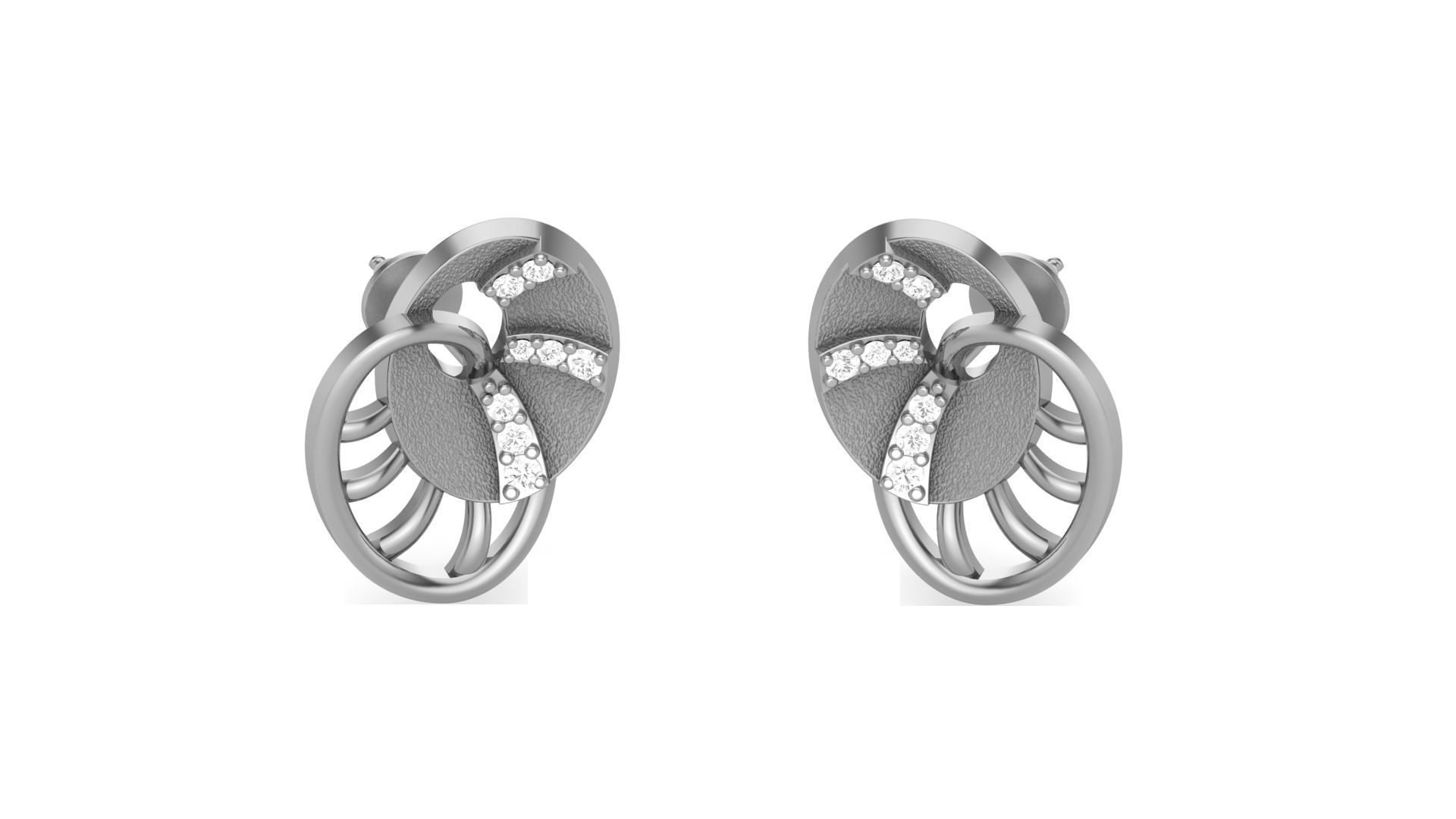 Light weight Diamond Studs Earrings 3dm stl renders 3D print model_8