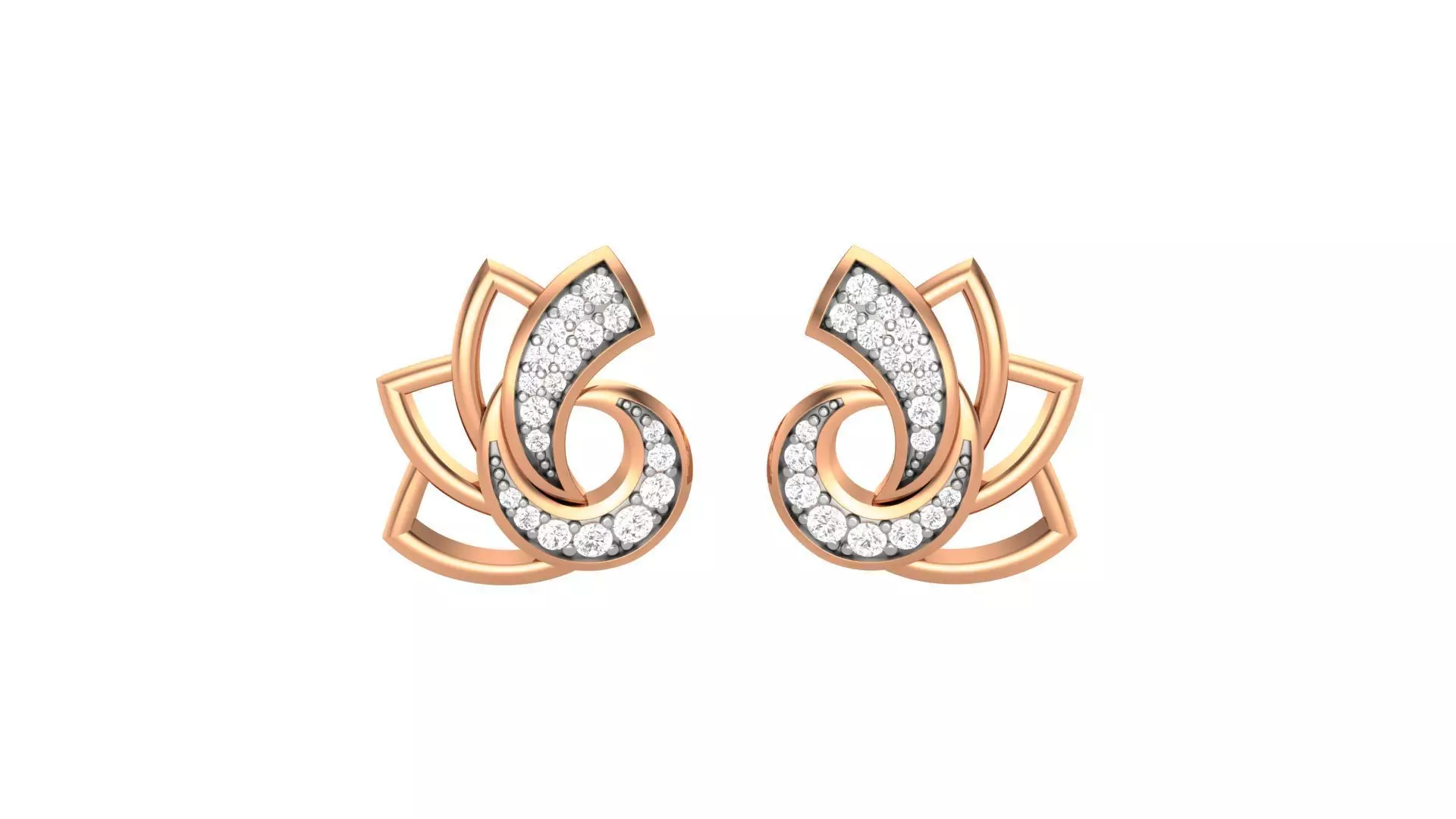 Flower Light weight Diamond Studs Earrings 3dm stl renders 3D print model_0