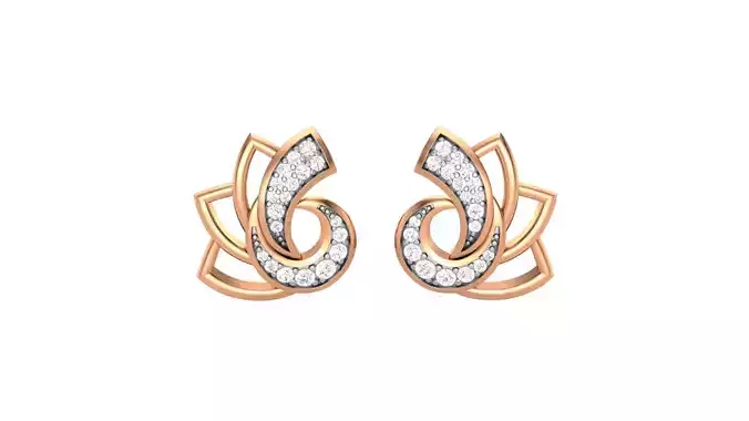 Flower Light weight Diamond Studs Earrings 3dm stl renders 3D print model Flower Light weight Diamond Studs Earrings 3dm stl renders 3D print model