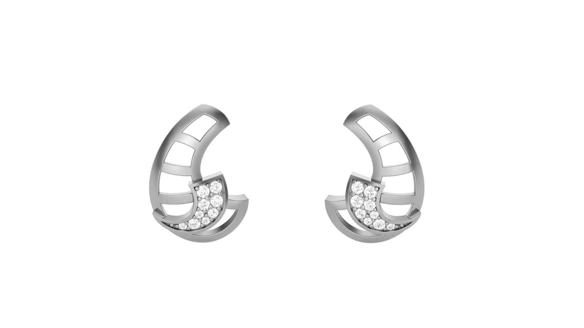 Light weight Diamond Studs Earrings 3dm stl renders 3D print model_7