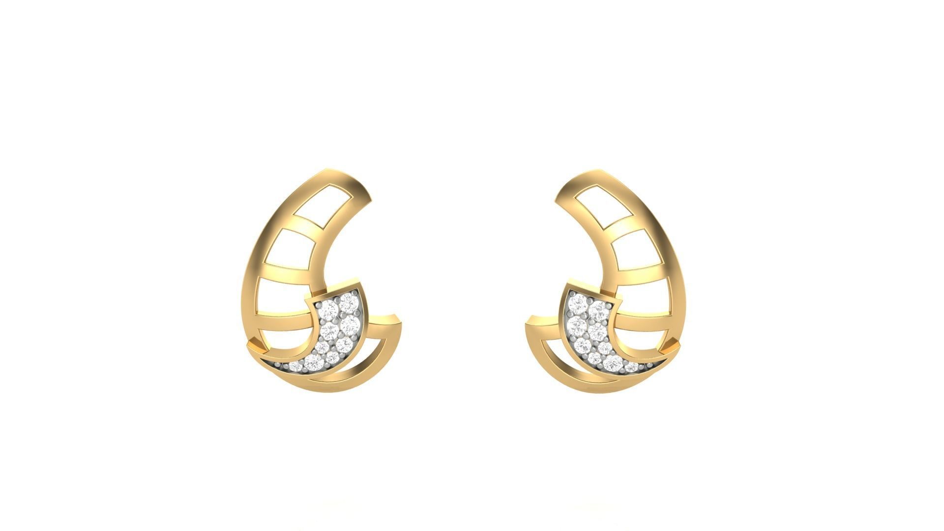 Light weight Diamond Studs Earrings 3dm stl renders 3D print model_4