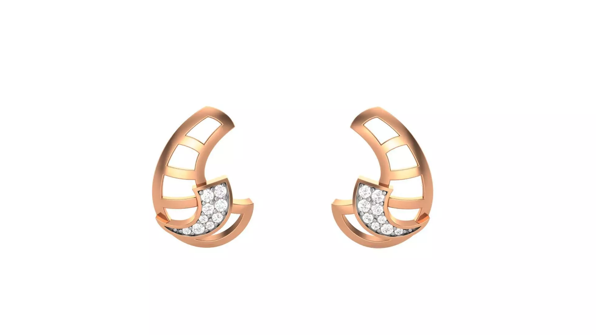 Light weight Diamond Studs Earrings 3dm stl renders 3D print model_0