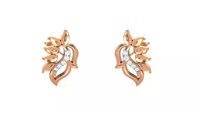 Leaves Light weight Diamond Studs Earrings 3dm stl renders 3D print model Leaves Light weight Diamond Studs Earrings 3dm stl renders 3D print model