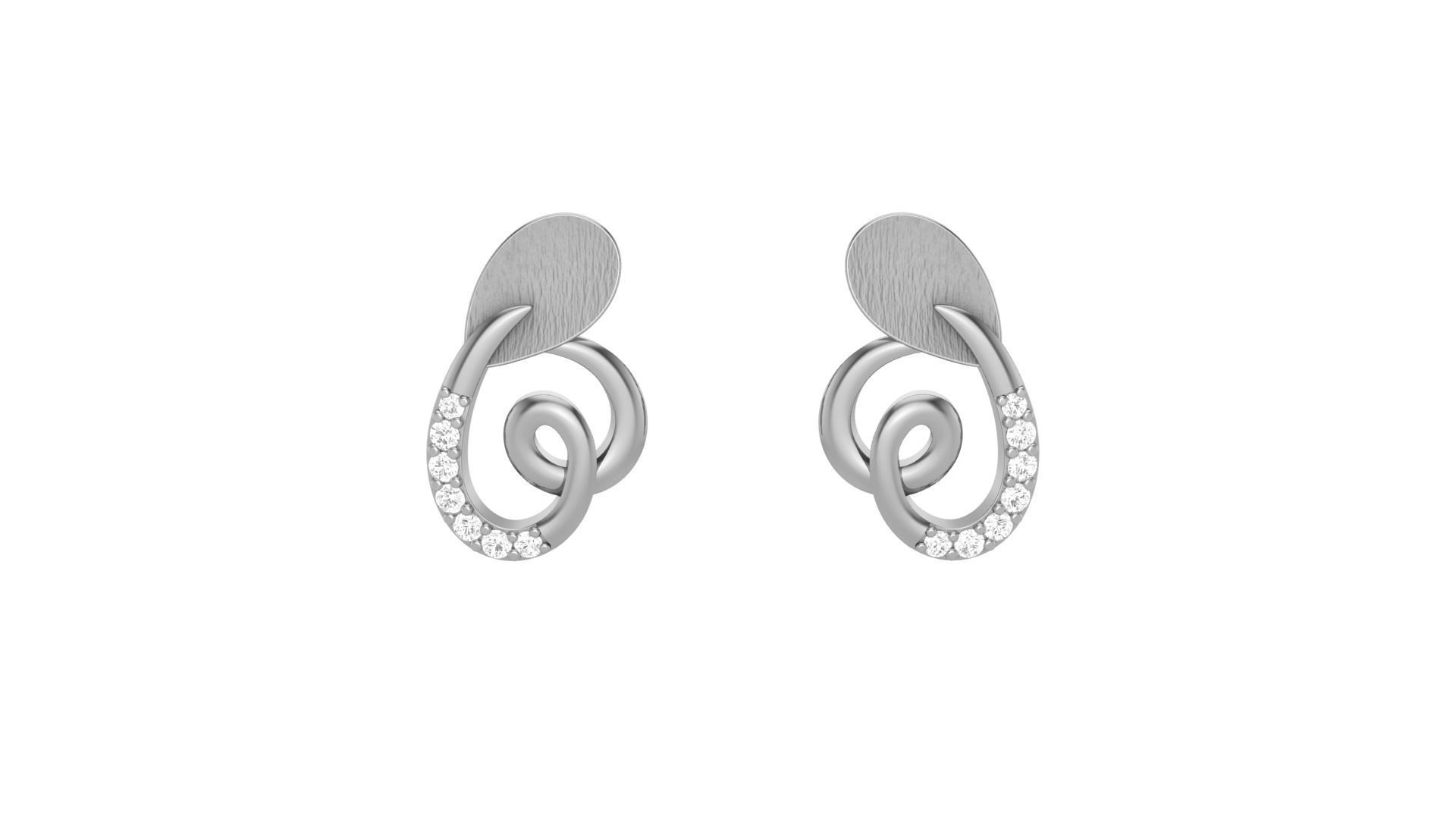 Light weight Diamond Studs Earrings 3dm stl renders 3D print model_7