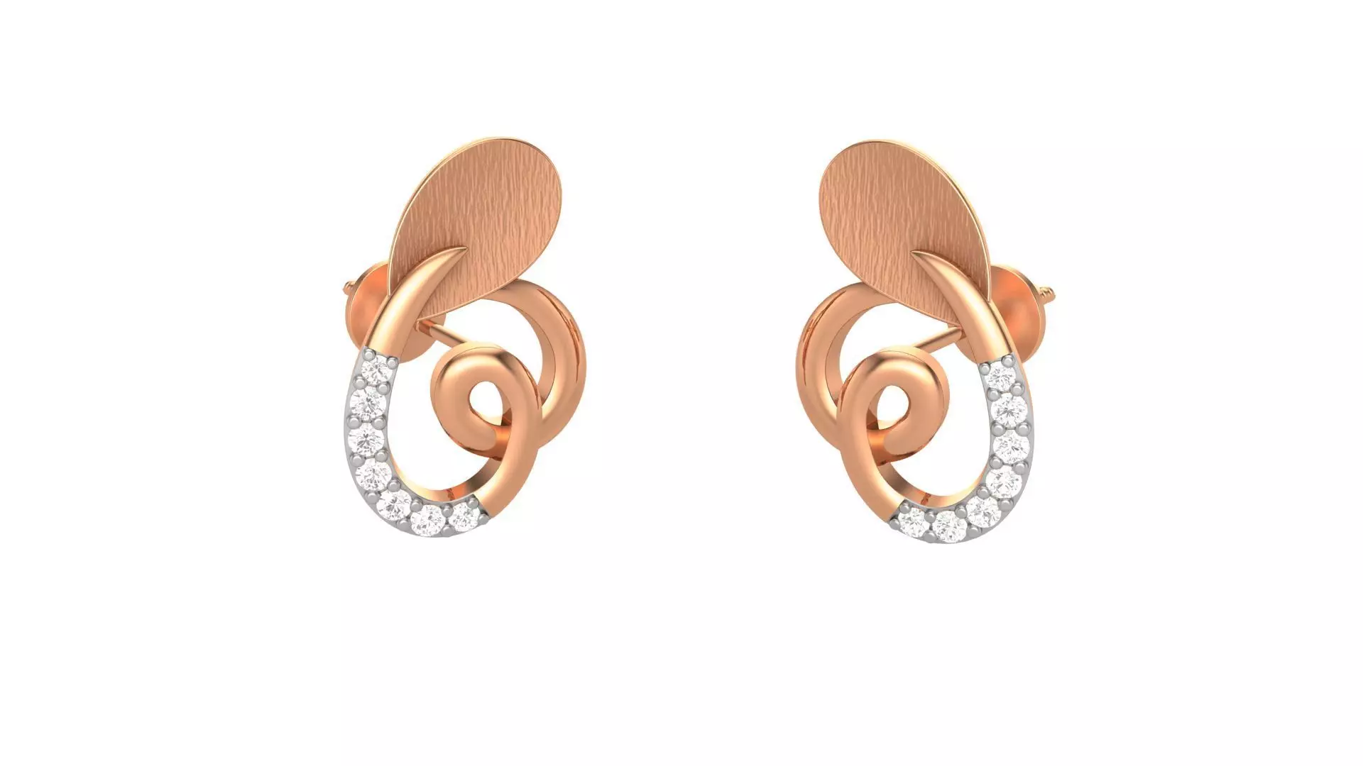 Light weight Diamond Studs Earrings 3dm stl renders 3D print model_0