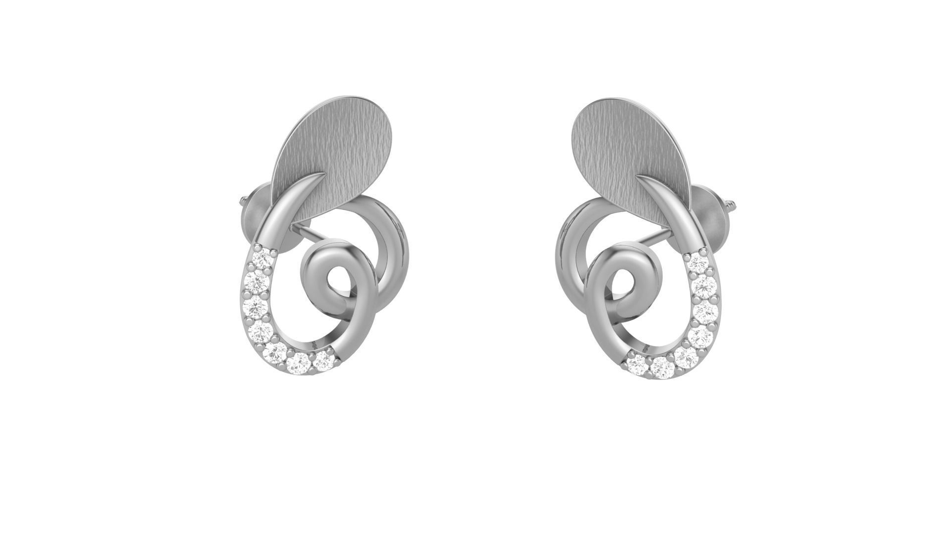 Light weight Diamond Studs Earrings 3dm stl renders 3D print model_8