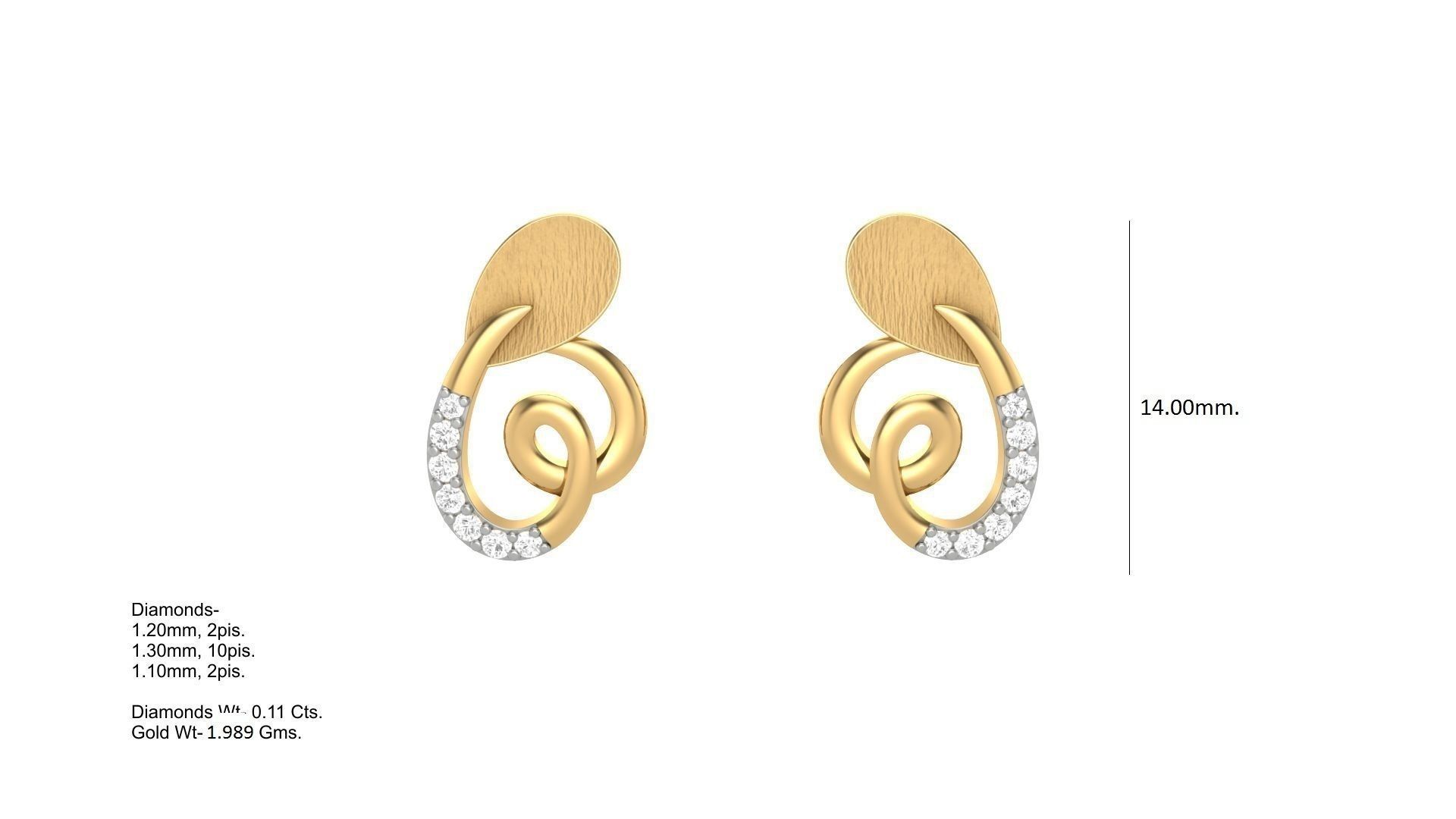 Light weight Diamond Studs Earrings 3dm stl renders 3D print model_3