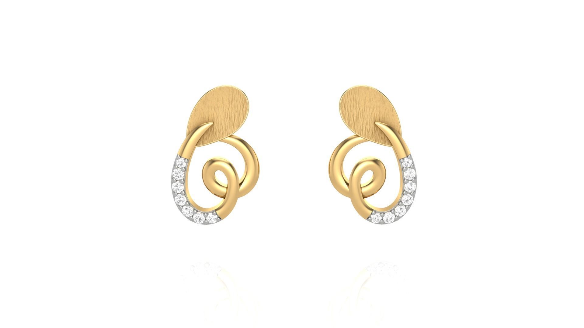 Light weight Diamond Studs Earrings 3dm stl renders 3D print model_4