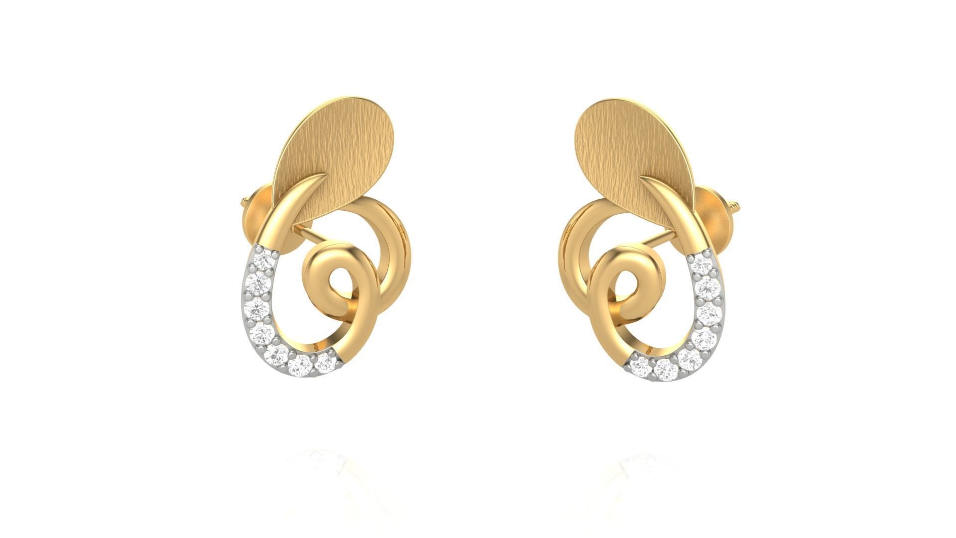 Light weight Diamond Studs Earrings 3dm stl renders 3D print model_5