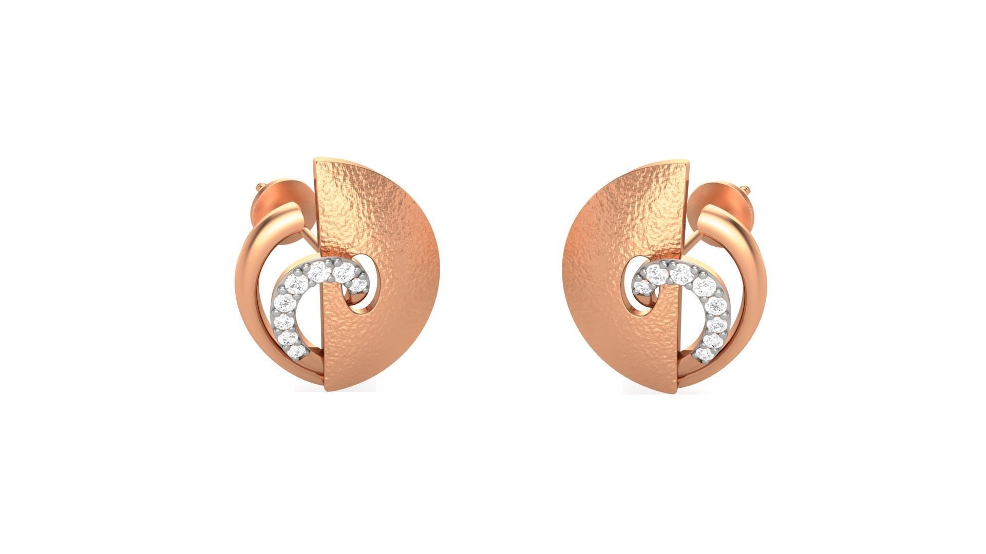 Light weight Diamond Studs Earrings 3dm stl renders 3D print model_1