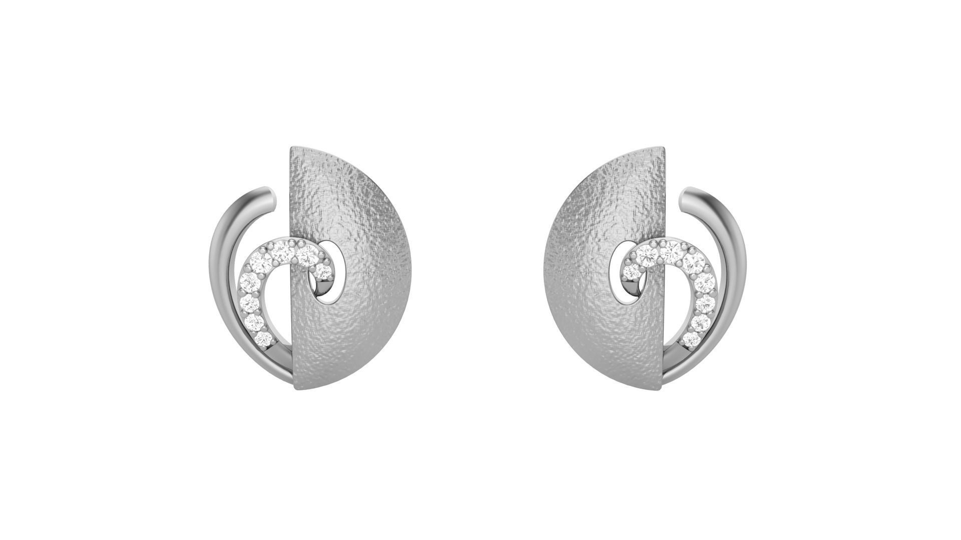 Light weight Diamond Studs Earrings 3dm stl renders 3D print model_7