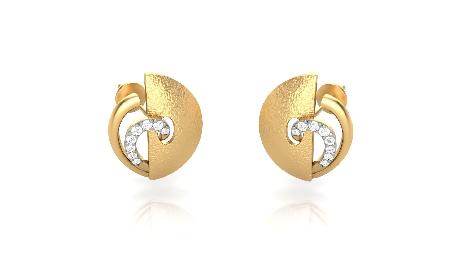 Light weight Diamond Studs Earrings 3dm stl renders 3D print model_5