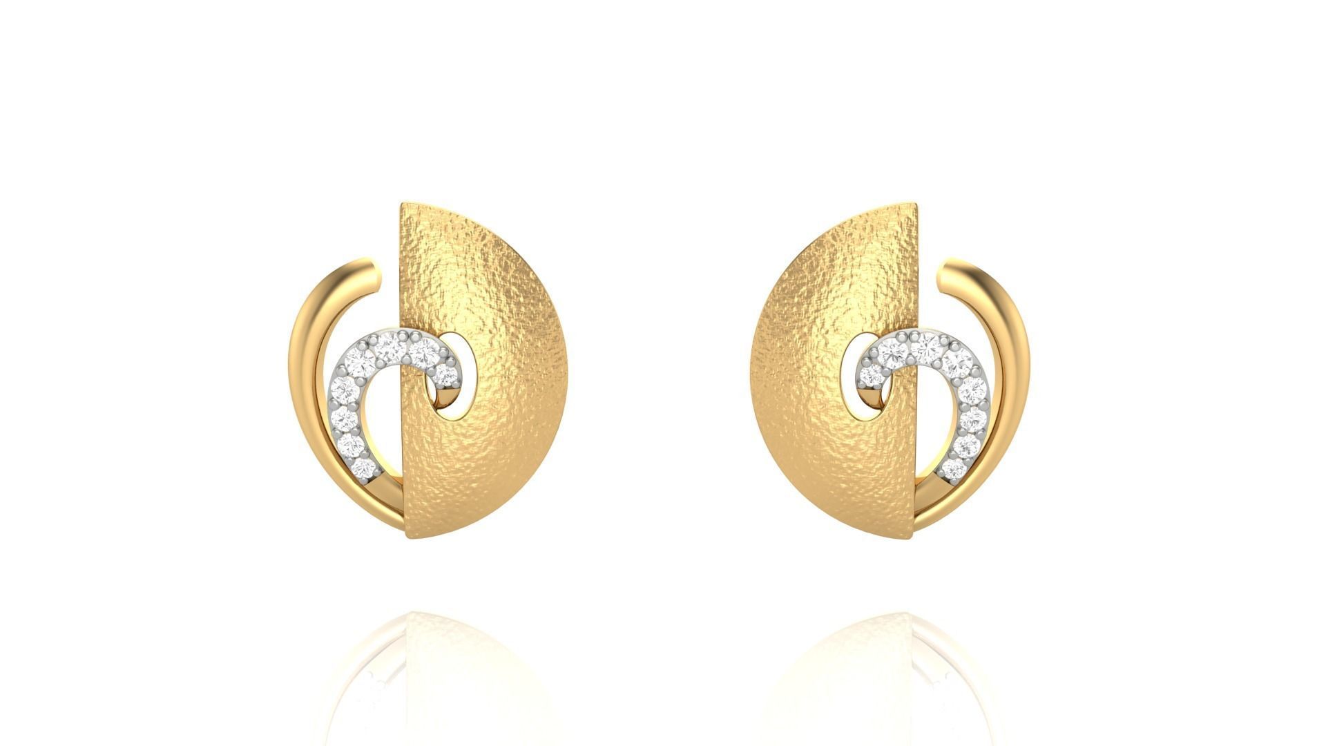 Light weight Diamond Studs Earrings 3dm stl renders 3D print model_4