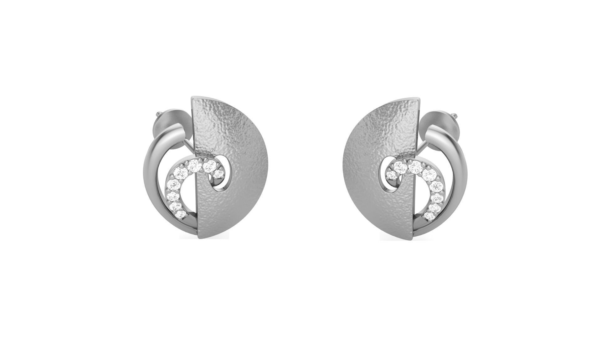Light weight Diamond Studs Earrings 3dm stl renders 3D print model_8