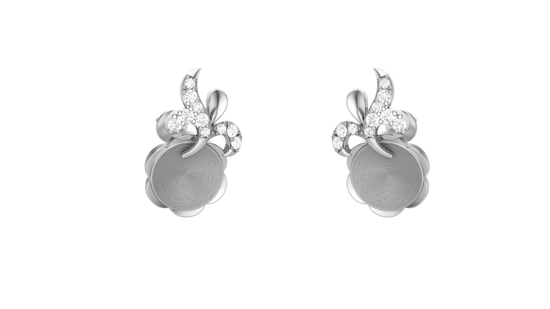 Flower Light weight Diamond Studs Earrings 3dm stl renders 3D print model_8