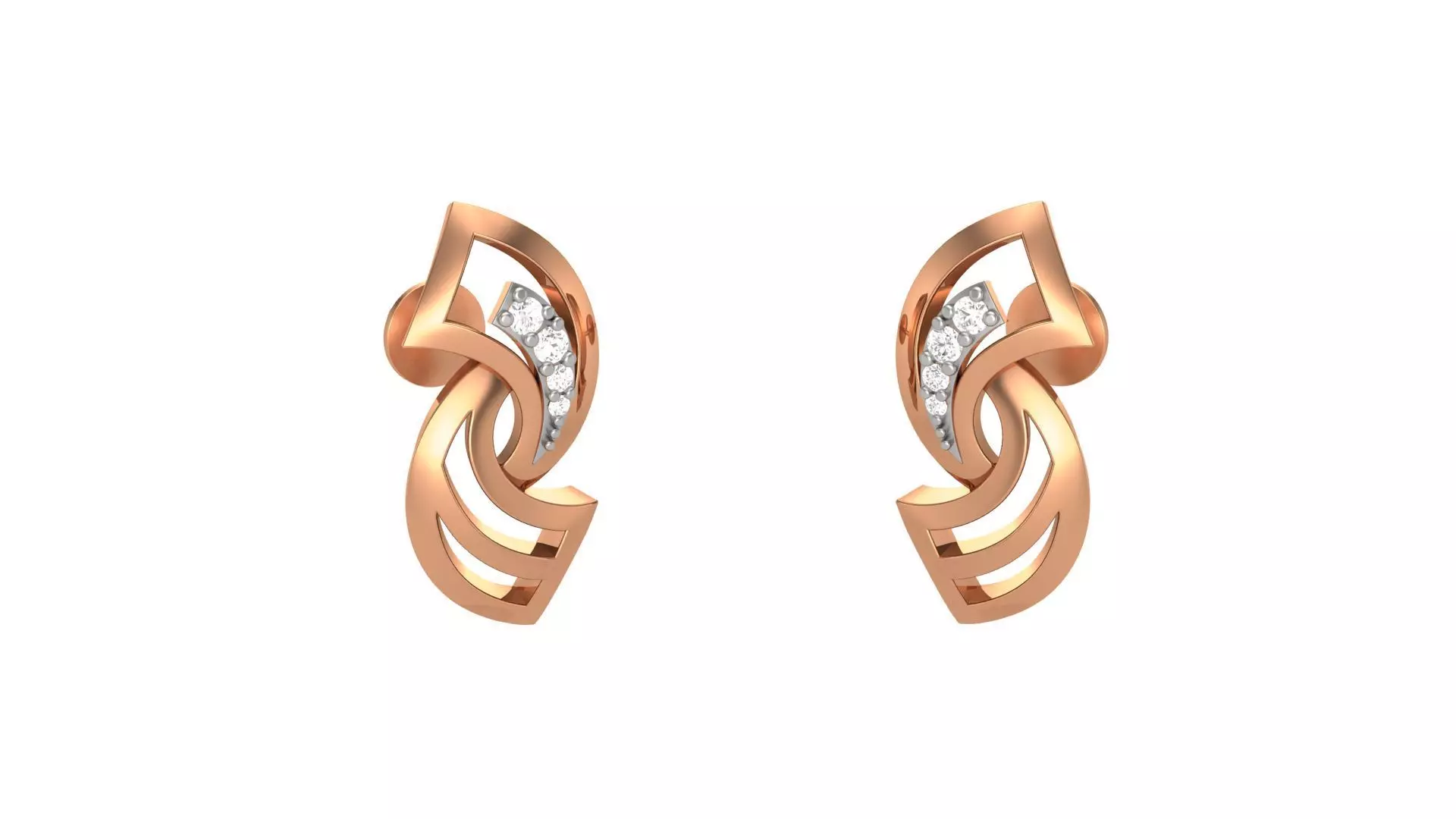 Light weight Diamond Studs Earrings 3dm stl renders 3D print model_0