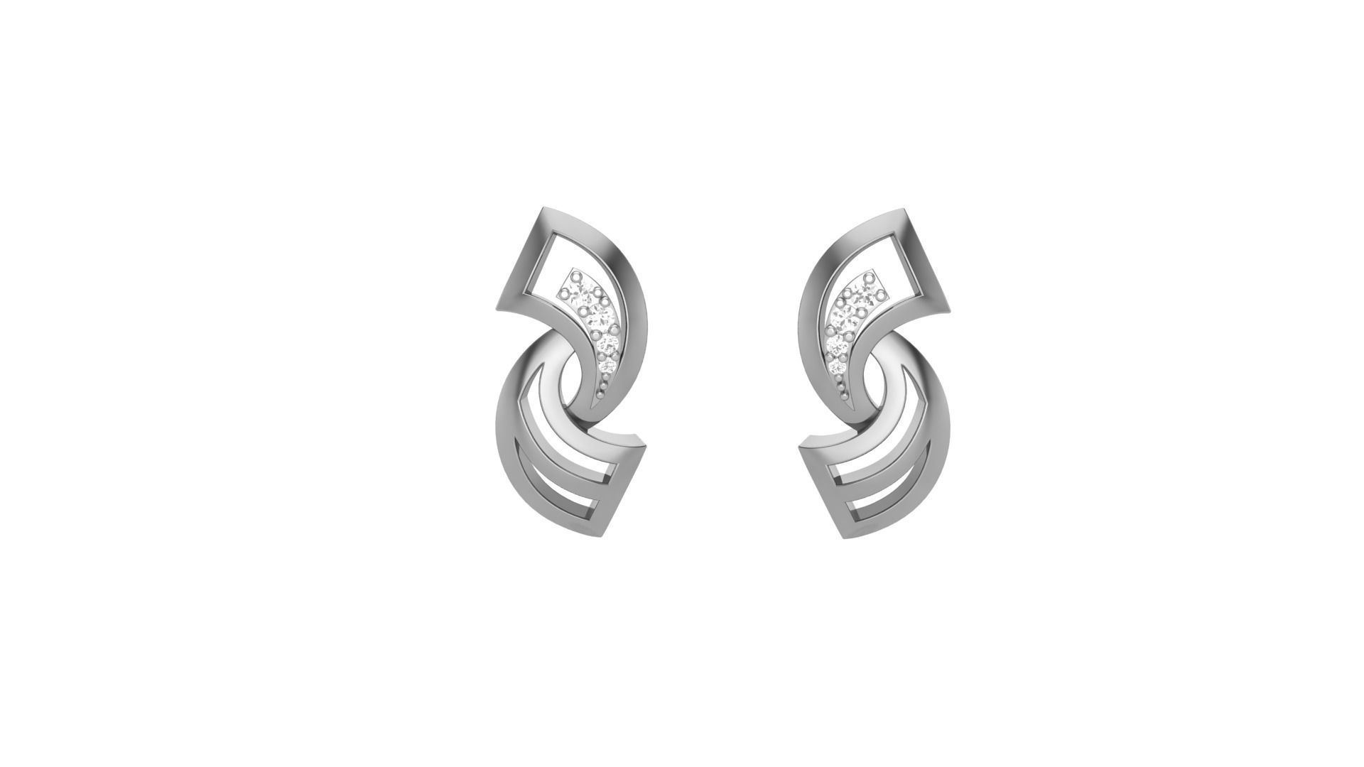 Light weight Diamond Studs Earrings 3dm stl renders 3D print model_7