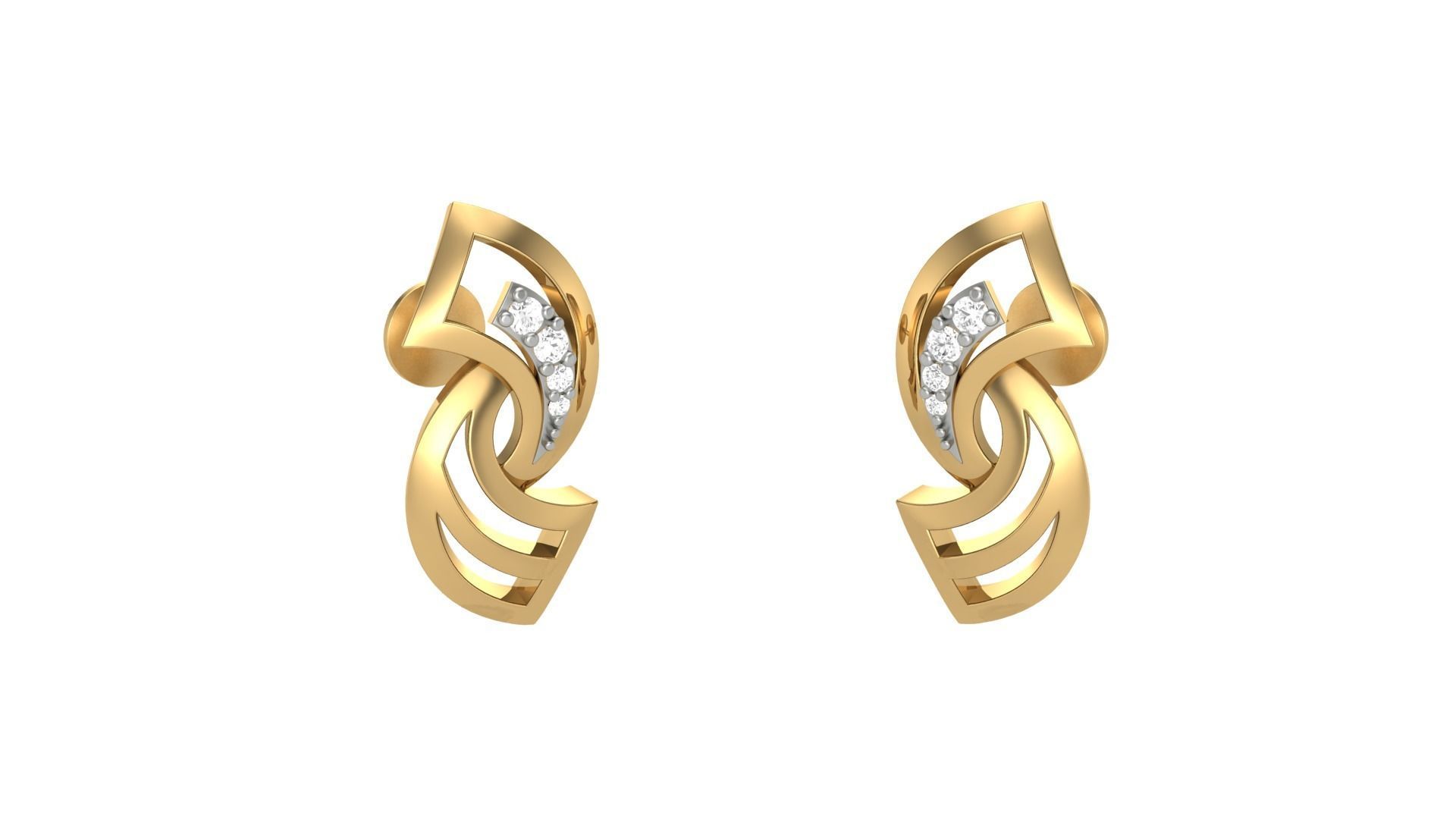 Light weight Diamond Studs Earrings 3dm stl renders 3D print model_5
