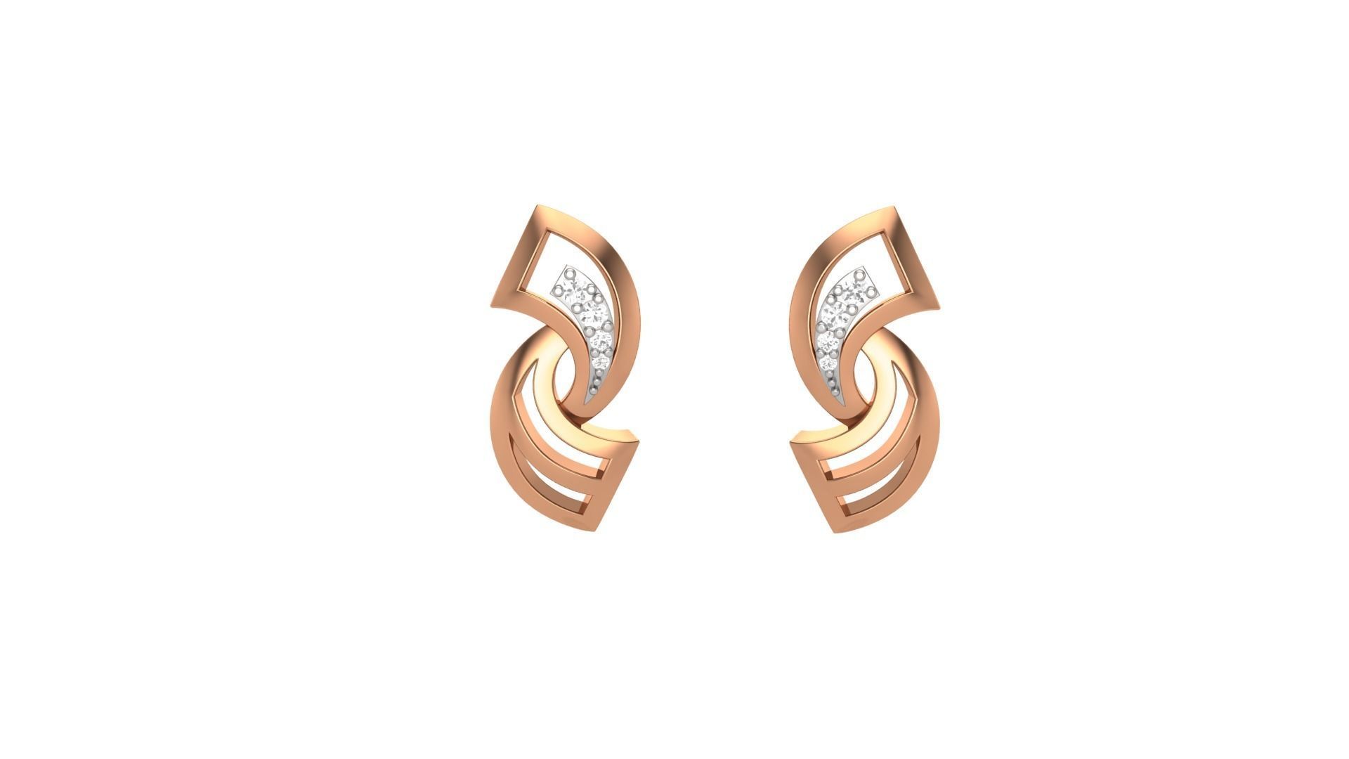Light weight Diamond Studs Earrings 3dm stl renders 3D print model_1
