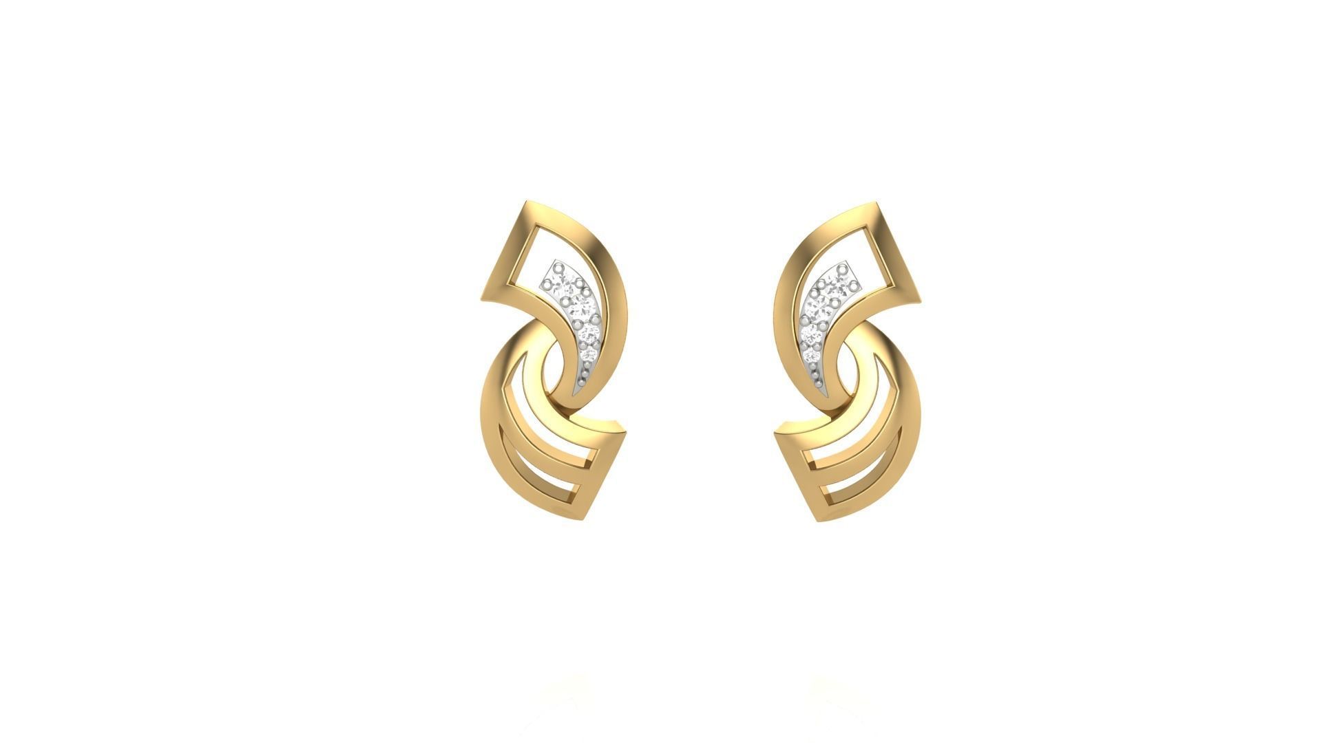 Light weight Diamond Studs Earrings 3dm stl renders 3D print model_4