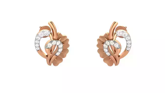 Leaf Light weight Diamond Studs Earrings 3dm stl renders 3D print model Leaf Light weight Diamond Studs Earrings 3dm stl renders 3D print model