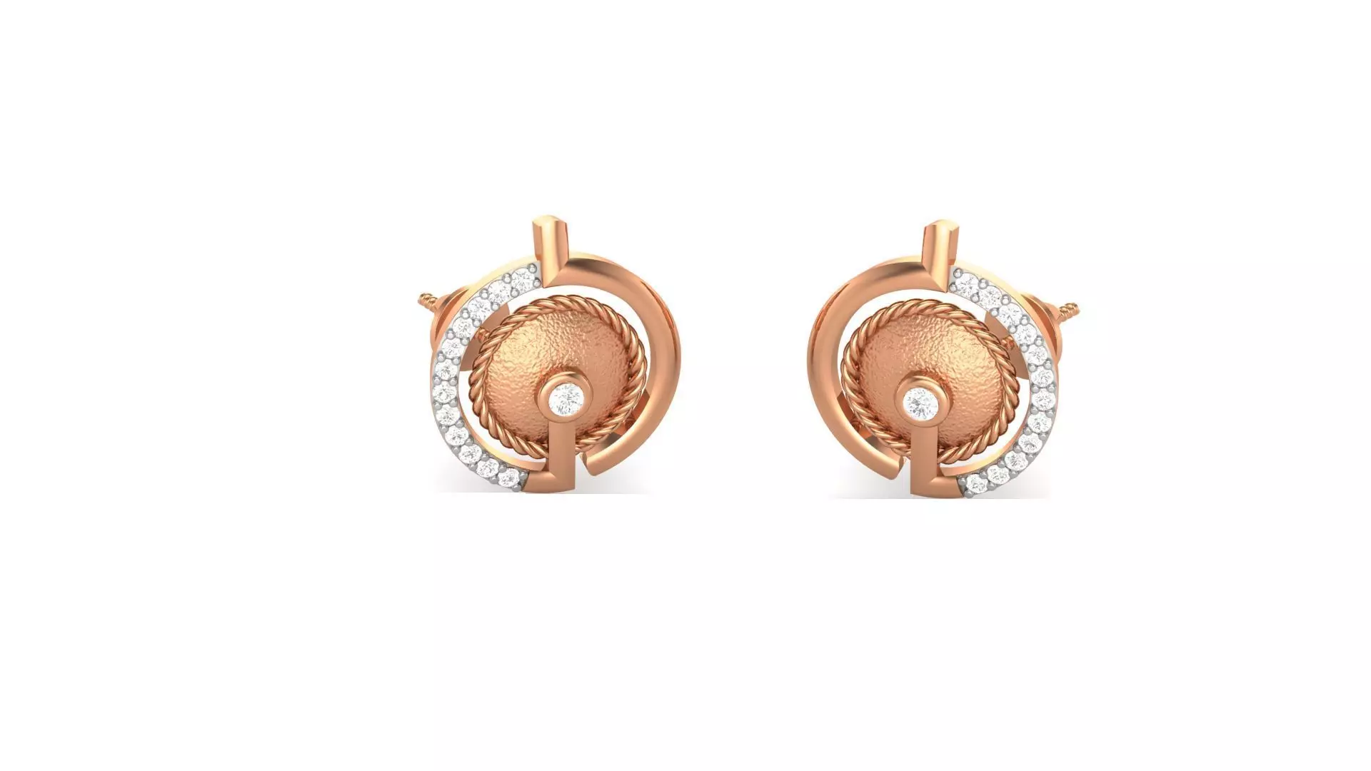 Button Light weight Diamond Studs Earrings 3dm stl renders 3D print model_0