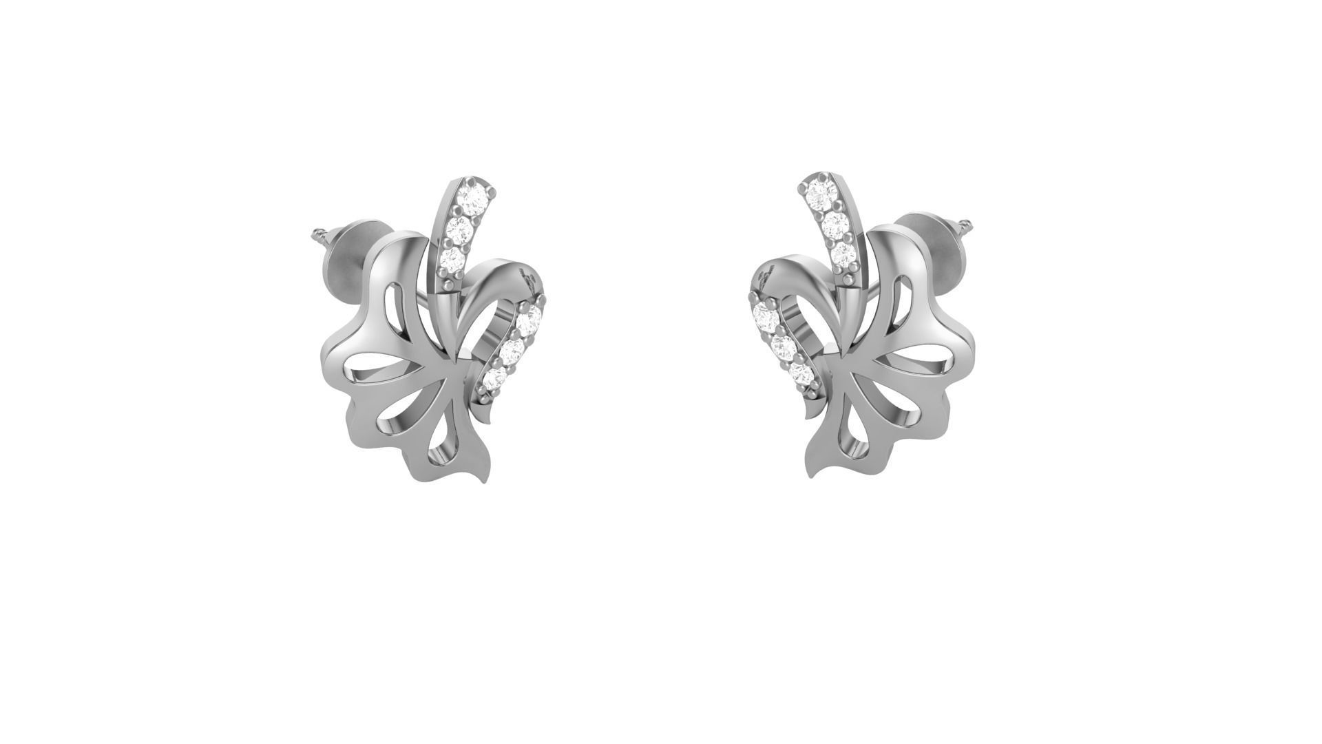 Leaf Light weight Diamond Studs Earrings 3dm stl renders 3D print model_8
