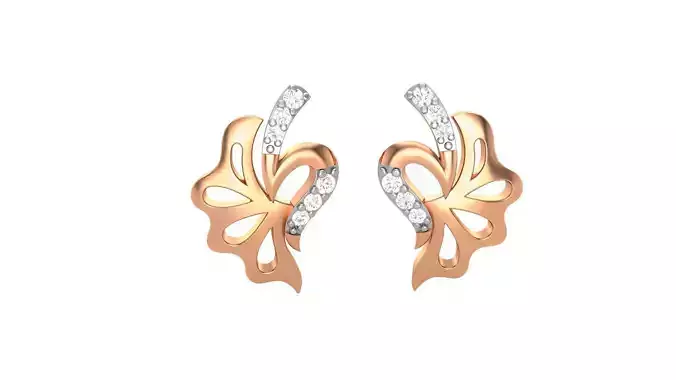 Leaf Light weight Diamond Studs Earrings 3dm stl renders 3D print model Leaf Light weight Diamond Studs Earrings 3dm stl renders 3D print model