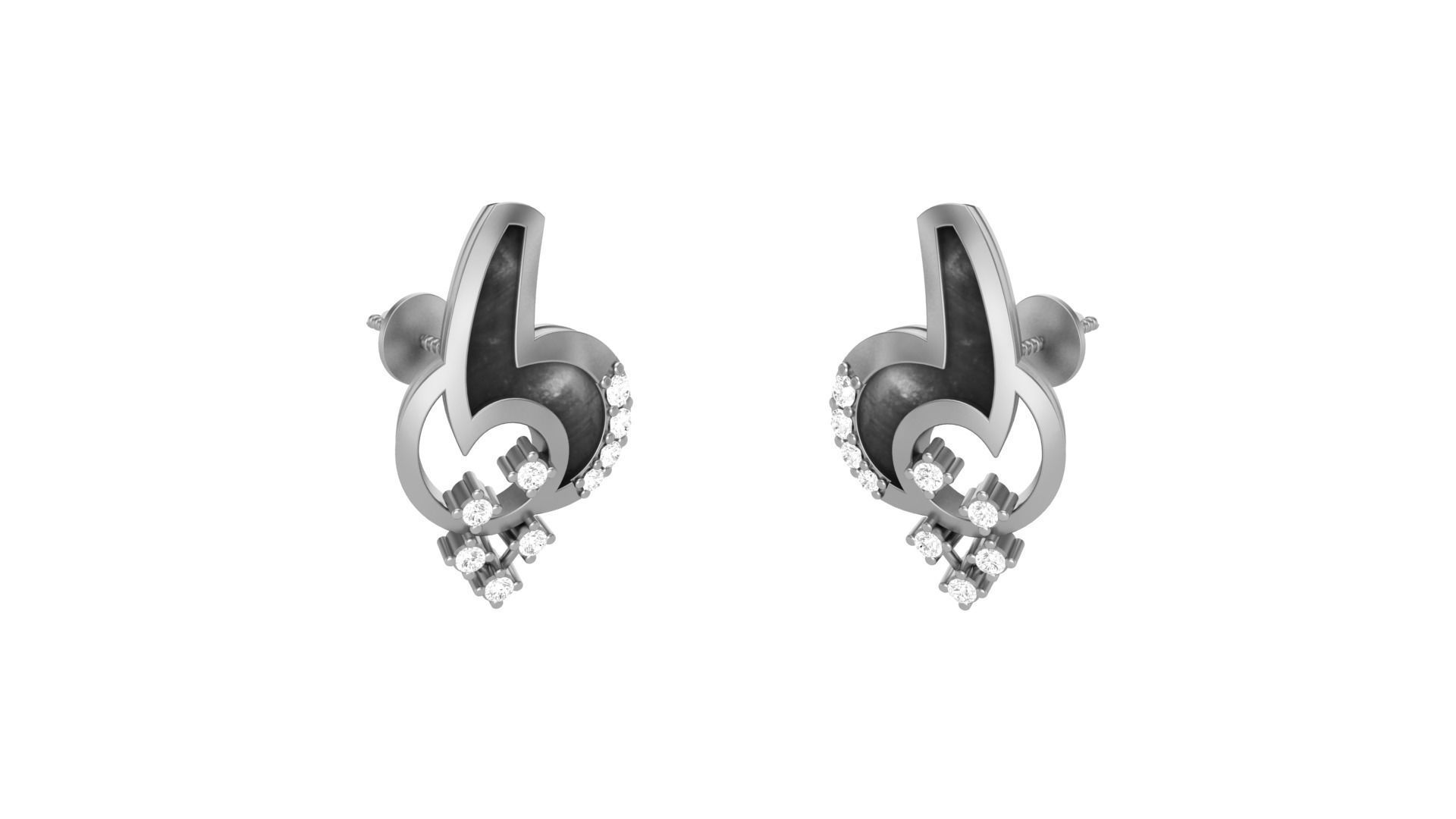 Light weight Diamond Studs Earrings 3dm stl renders 3D print model_8