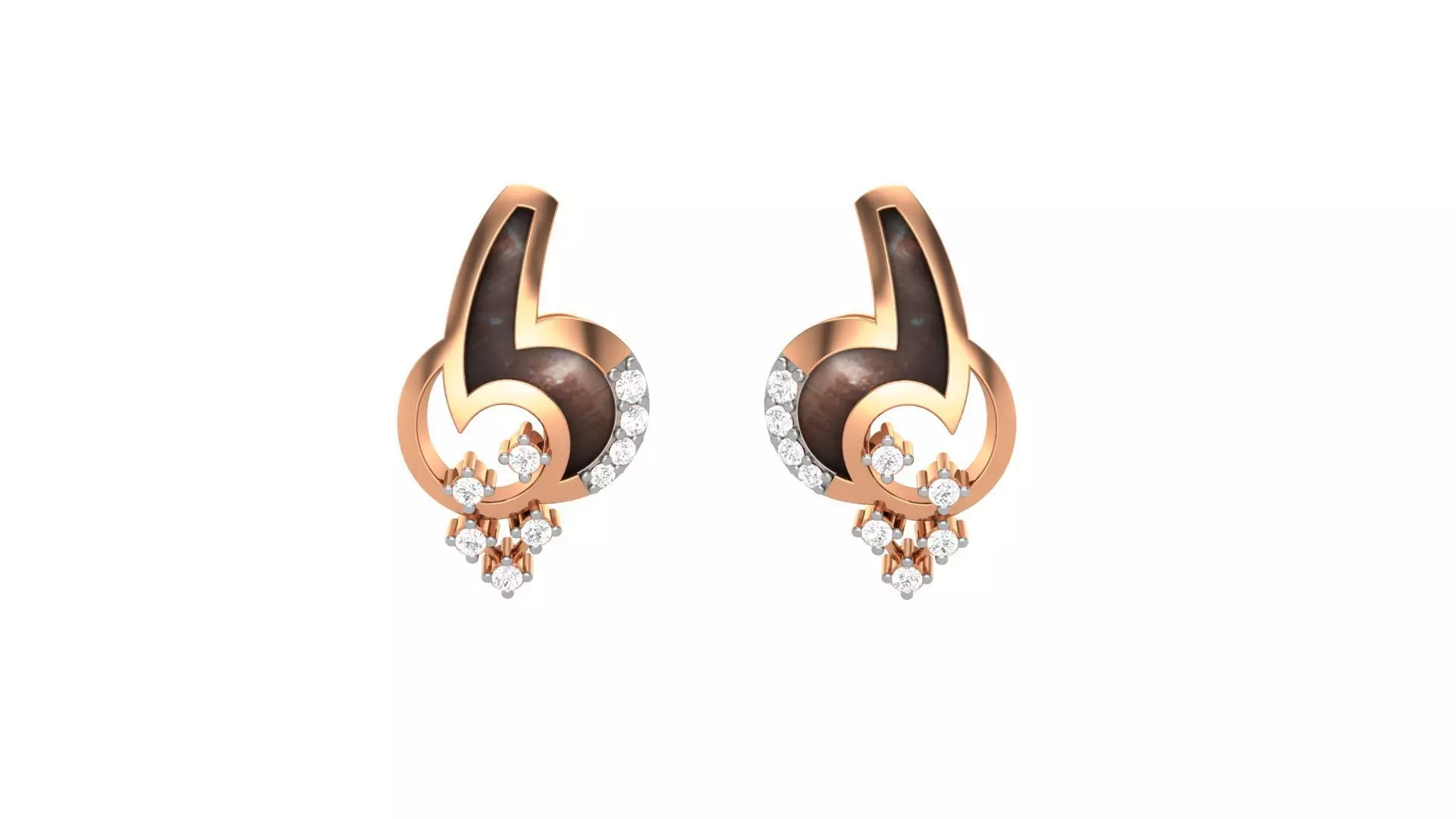 Light weight Diamond Studs Earrings 3dm stl renders 3D print model_0