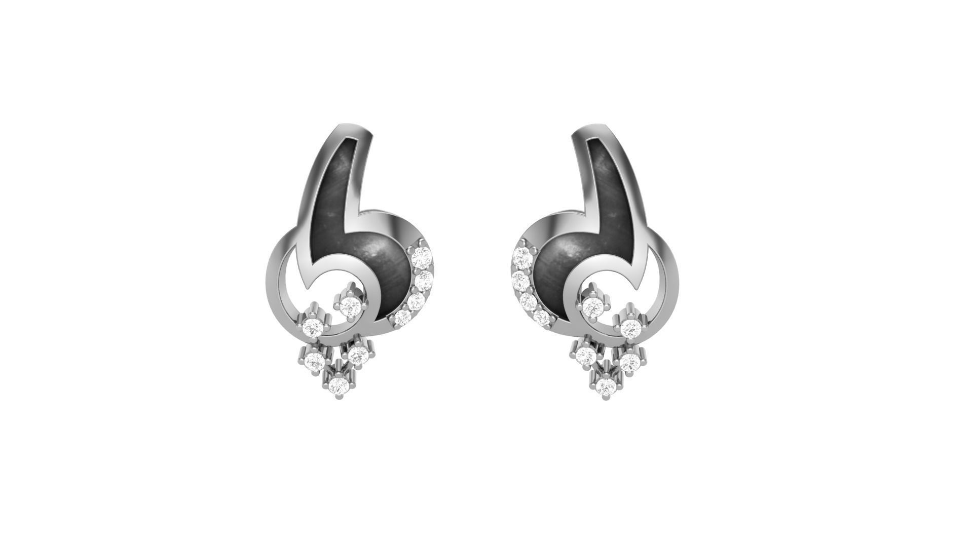 Light weight Diamond Studs Earrings 3dm stl renders 3D print model_7