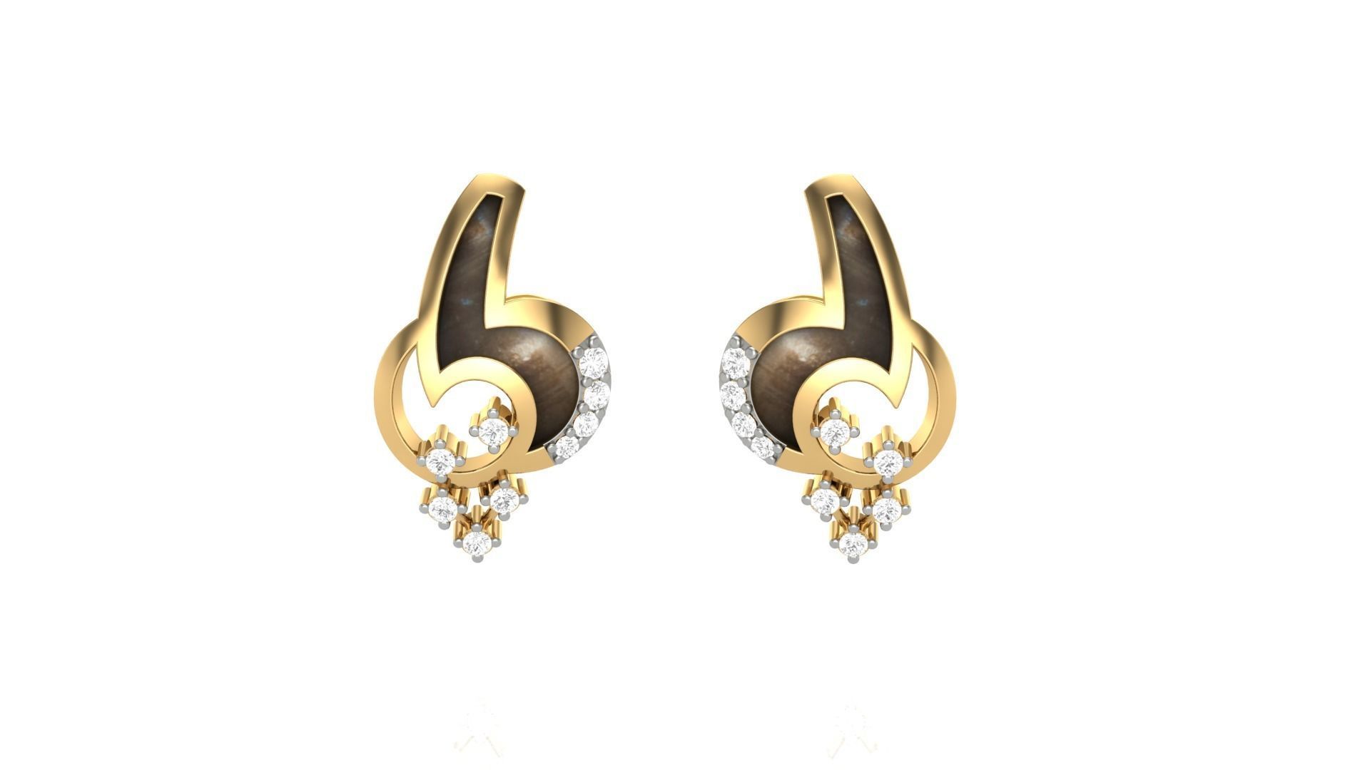 Light weight Diamond Studs Earrings 3dm stl renders 3D print model_4