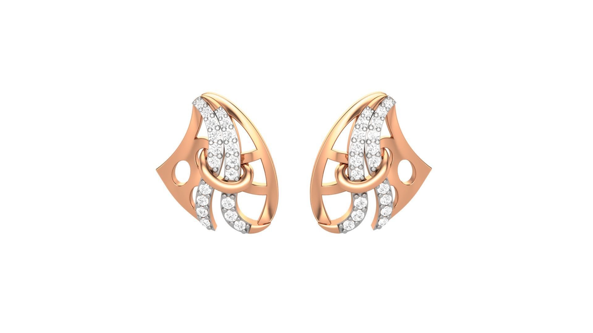 Light weight Diamond Studs Earrings 3dm stl renders 3D print model_1