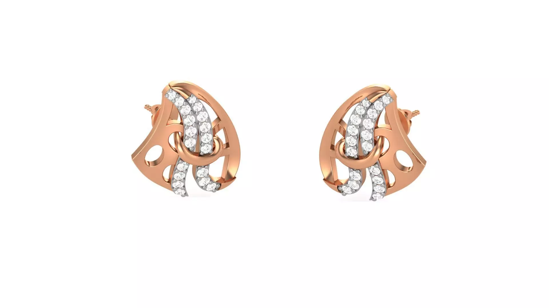 Light weight Diamond Studs Earrings 3dm stl renders 3D print model_0