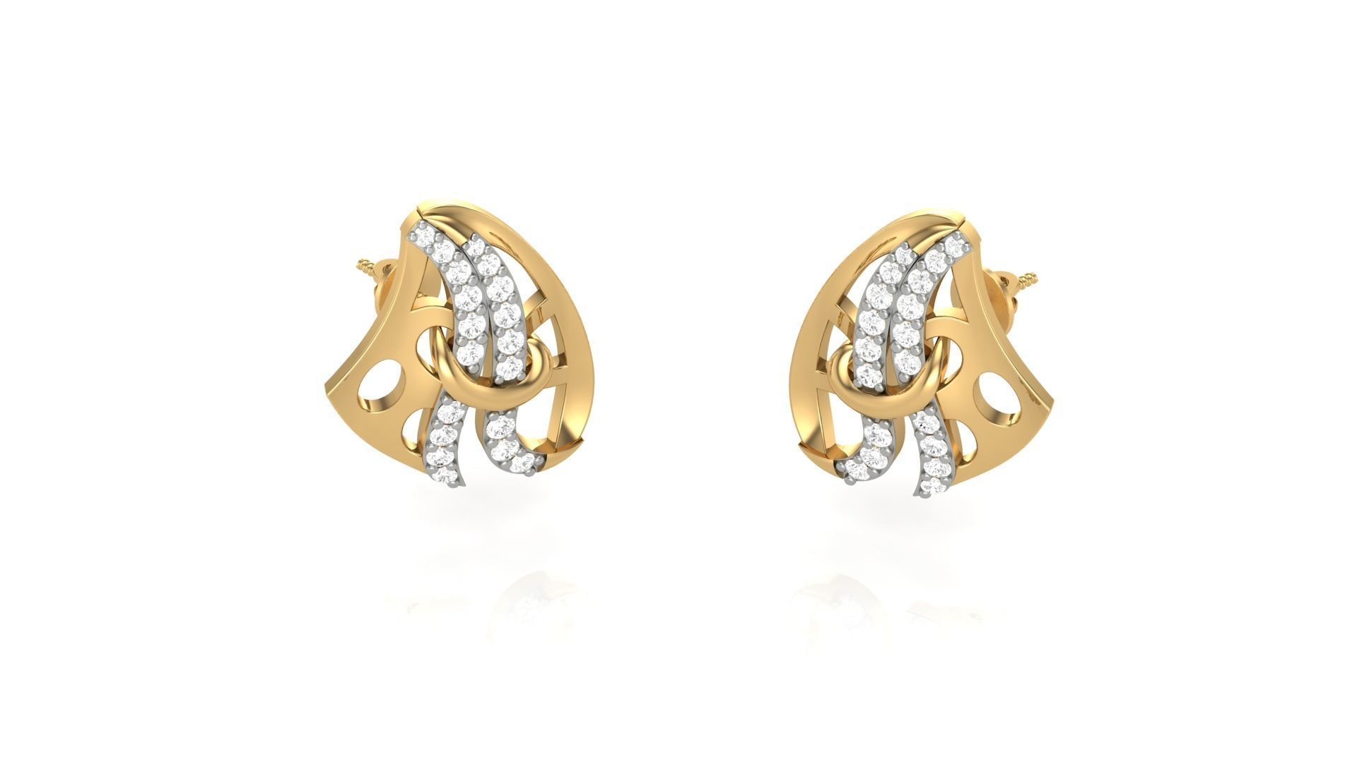 Light weight Diamond Studs Earrings 3dm stl renders 3D print model_5