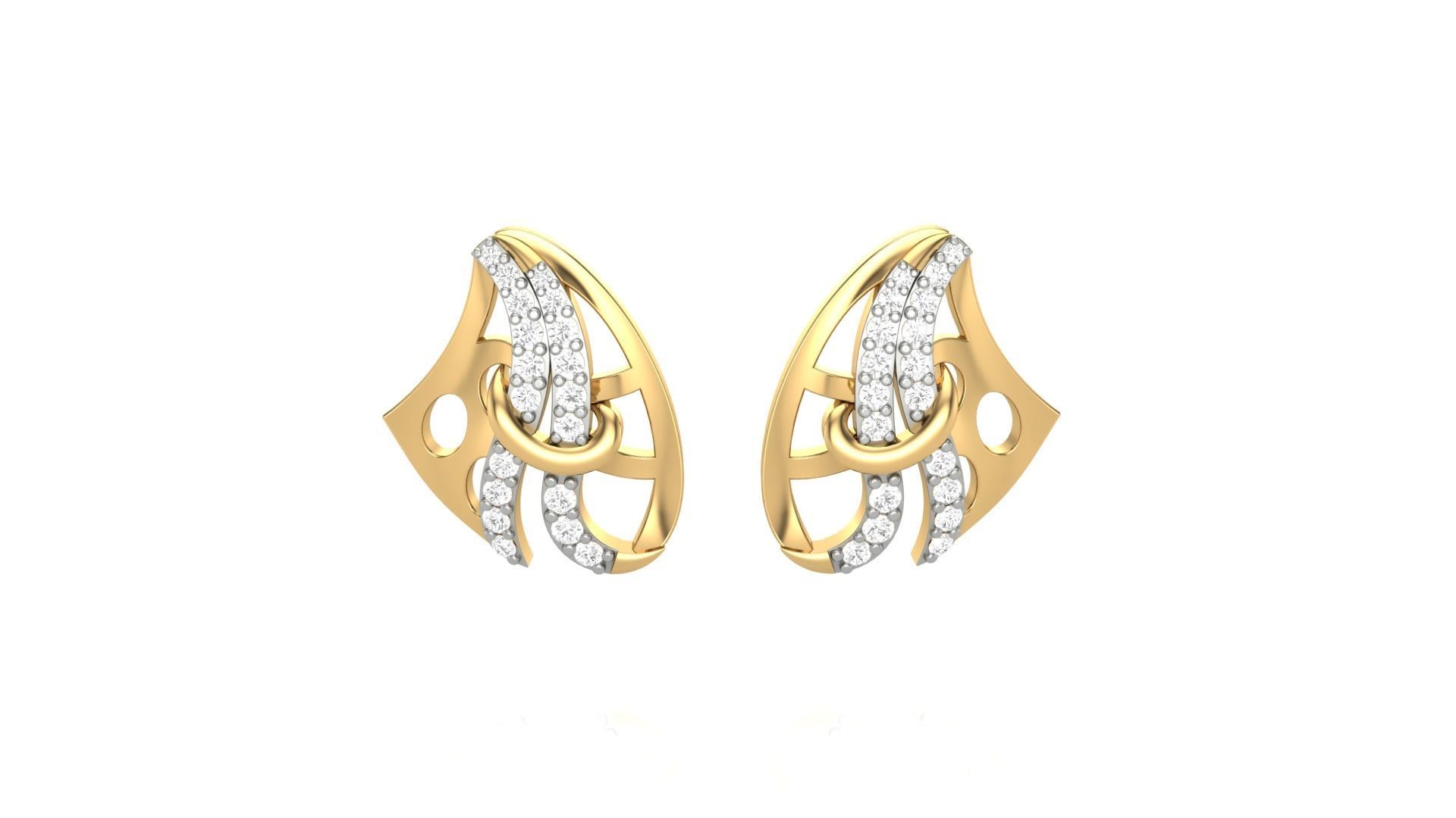 Light weight Diamond Studs Earrings 3dm stl renders 3D print model_4
