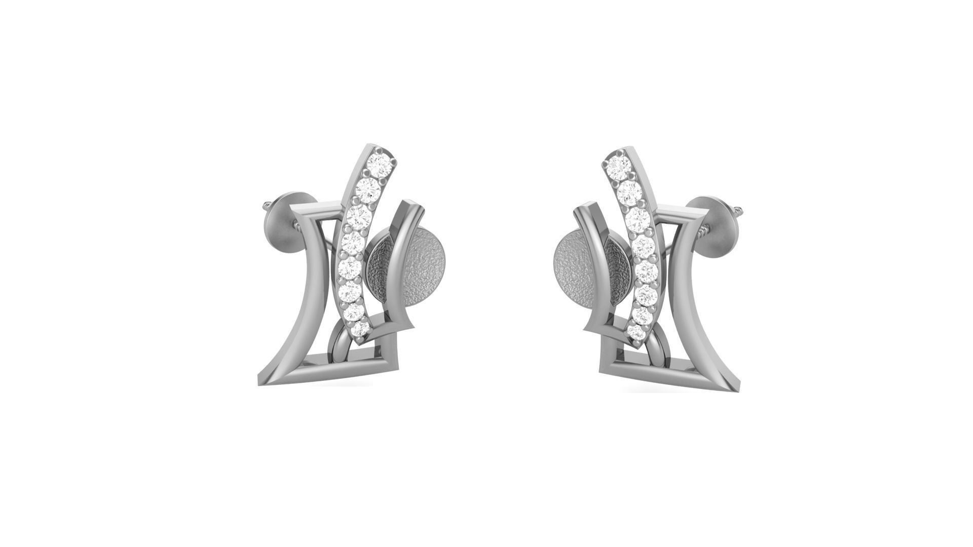 Light weight Diamond Studs Earrings 3dm stl renders 3D print model_8