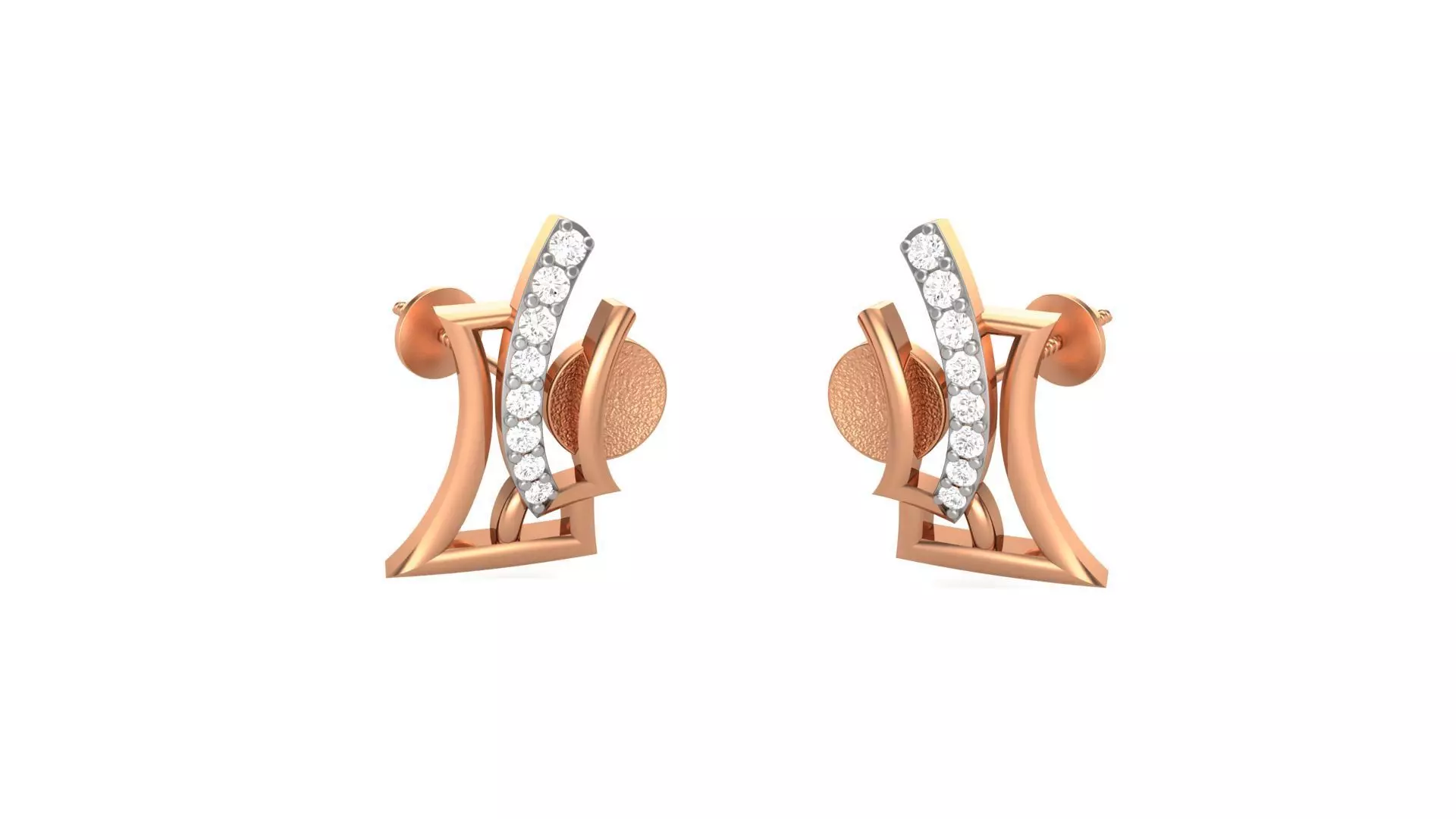 Light weight Diamond Studs Earrings 3dm stl renders 3D print model_0